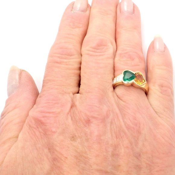 Authentic Van Cleef & Arpels 18k Gold Diamond Emerald Yellow Sapphire Ring Paper - Picture 10 of 11
